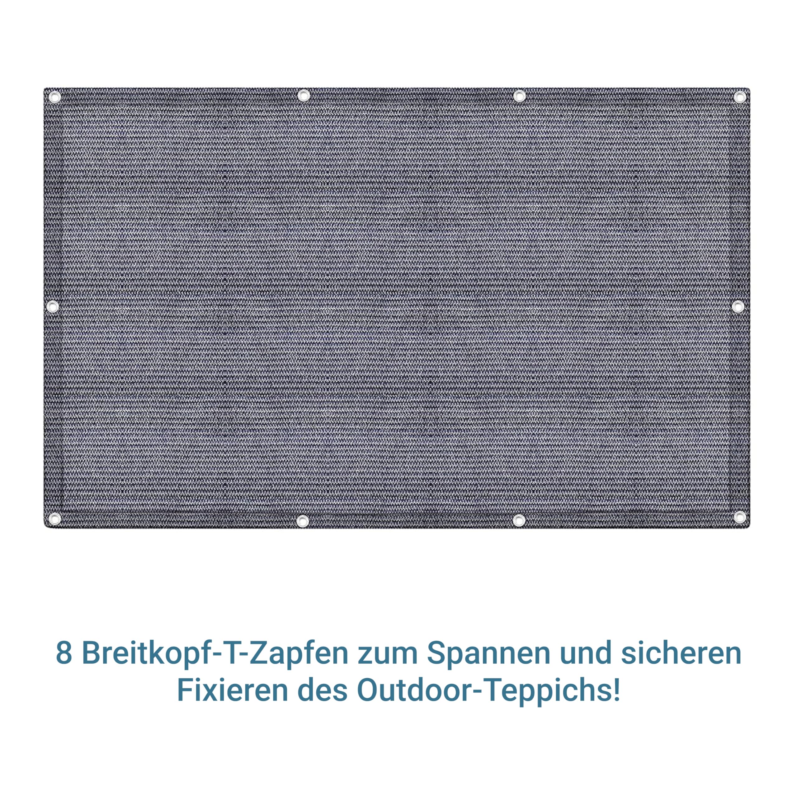 smartpeas Vorzeltteppich 250x400 cm - Camping Outdoor Teppich Blau/Grau - Camping Vorzeltteppich ist Aus Polyethylen (HDPE) Mit Edelstahl-Ösen Robust und Waschbar 3