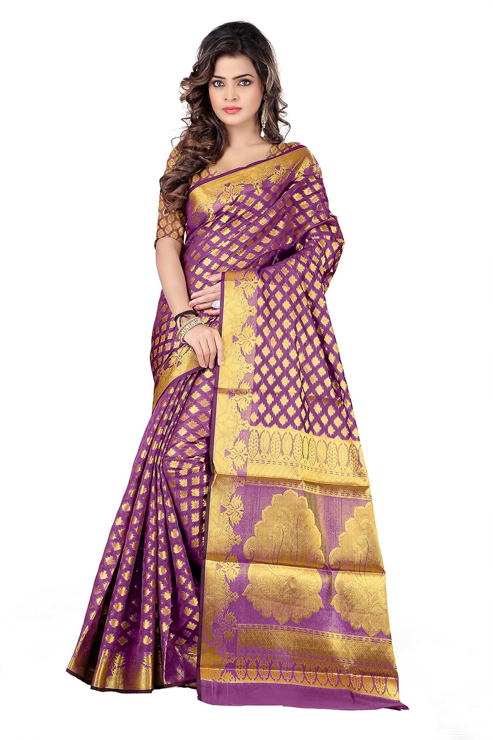 silk zone women's silk saree with blouse piece (assz00046_purple)
