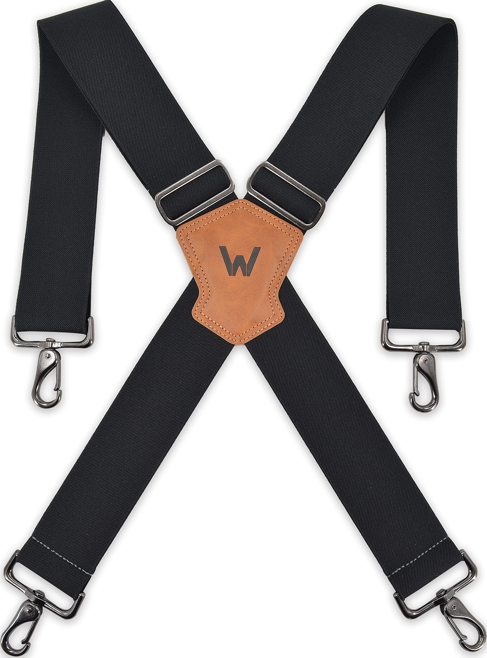 WELKINLAND 2Inch-Wide Full Elastic Suspenders, Heavy Duty Men's Work Suspenders with Hooks