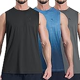 KPSUN Men's Quick Dry Workout Tank Tops Sleeveless Gym Muscle Shirts Fitness Running Athletic Swim Shirt with Side Pocket
