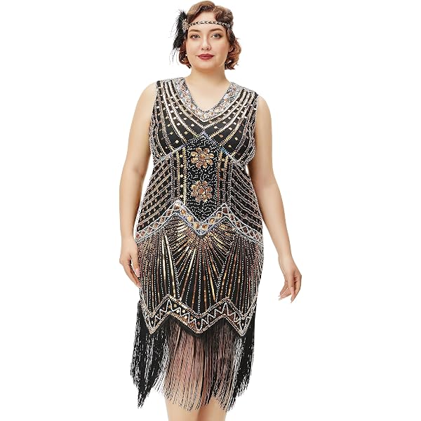Amazon.com: BABEYOND Great Gatsby Dresses for Women Plus Size Cocktail  Dress 1920s Flapper Costume for Women Black Silver : Clothing, Shoes &  Jewelry