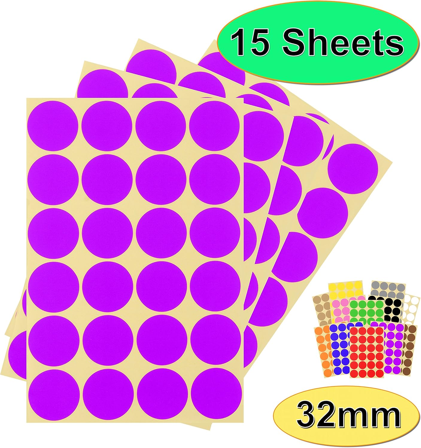 BestSelling Pack of 360 x 32mm Round Coloured Easy Peel Self Adhesive Dot Stickers for Colour BestSelling Pack of 360 x 32mm Round Coloured Easy Peel Self Adhesive Dot Stickers for Colour