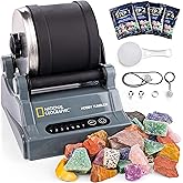 National Geographic Rock Tumbler Kit – Hobby Edition Includes Rough Gemstones, and 4 Polishing Grits, Great STEM Science Kit 
