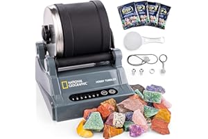 National Geographic Rock Tumbler Kit – Hobby Edition Includes Rough Gemstones, and 4 Polishing Grits, Great STEM Science Kit 