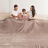 Oversized King Fleece Blanket 120x120 Inches, Seamless Soft Cozy 3D Jacquard Flannel Blanket 10'x10' Extra Large for Bed, Sofa, Couch, Travel & Camping, California King Throw, Light Camel - Waffle