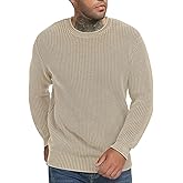 NITAGUT Men's Crewneck Sweater Soft Casual Classic Pullover Washed Knitwear Sweaters with Ribbing Edge