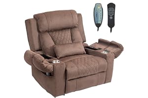 FUNECORP Big Man Power Lay Flat Lift Chair Oversized Recliner Dual Motor Heat Vibration for Elderly, Overstuffed Electric Extra Wide Recliners with Flip Arm Storage Cup Holders,USB Type C Charging