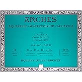 Arches Watercolor Block12x16-inch Natural White 100% Cotton Watercolor Paper - 10 Sheets of Arches 300 lb Watercolor Paper Co