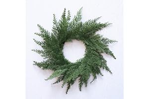 Vita Domi 12" Faux Cedar Wreath, Christmas Wreaths for Front Door Outside, Green Wreath Christmas, Window Wreaths, Real Touch Norfolk Pine Wreath, Evergreen Wreath, Cypress Norfolk Wreath for Chairs