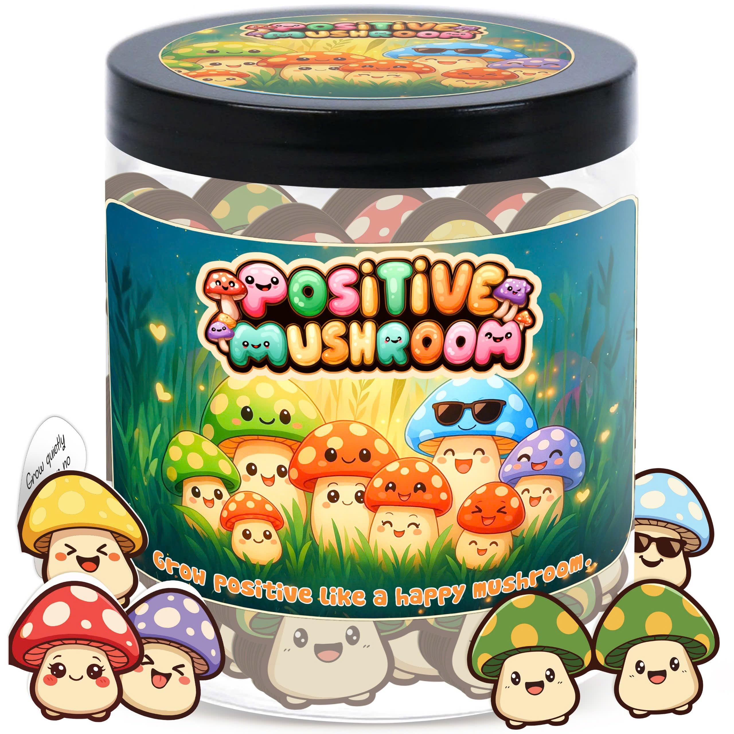 Positive Mushroom Jar With 60 Daily Affirmation
