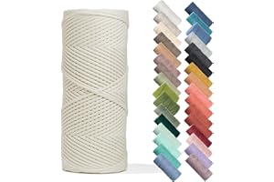 Recycled Cotton Macrame Cord 4mm x 240 Yards – Thick Single Strand Cord Made of Soft Cotton – Colored Macrame Rope Supplies for Decor, Crafts & Plant Wall Hangers by GANXXET, 720 Ft., Natural