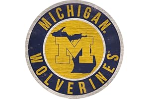 Fan Creations Michigan Wolverines 12" Circle with State and Team Logo Wood Sign