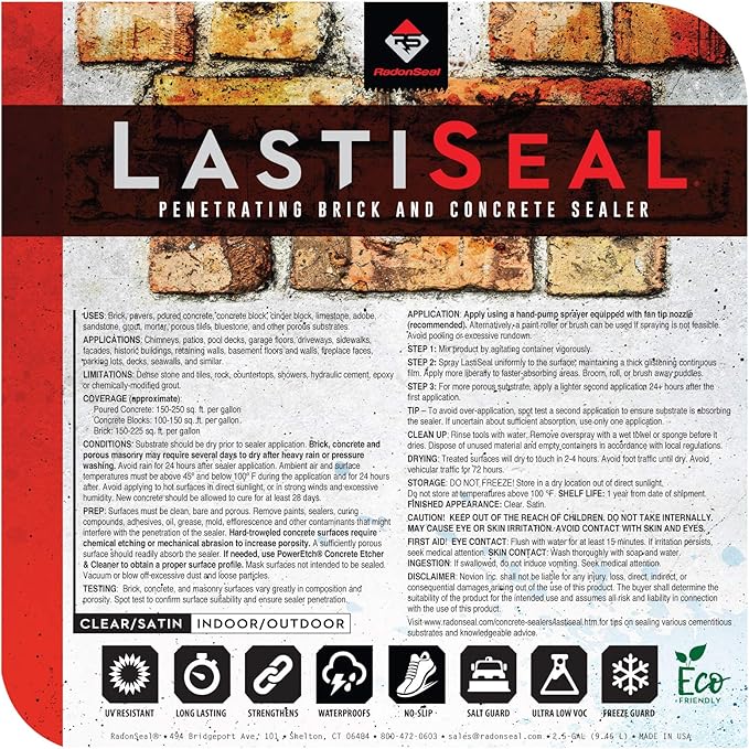 Seal Once Nano Poly Concrete Masonry Penetrating Sealer Waterproofer 5 Gallon Low Voc Water Based With Polyurethane Driveways Patios Brick 5 Gallon Amazon Com