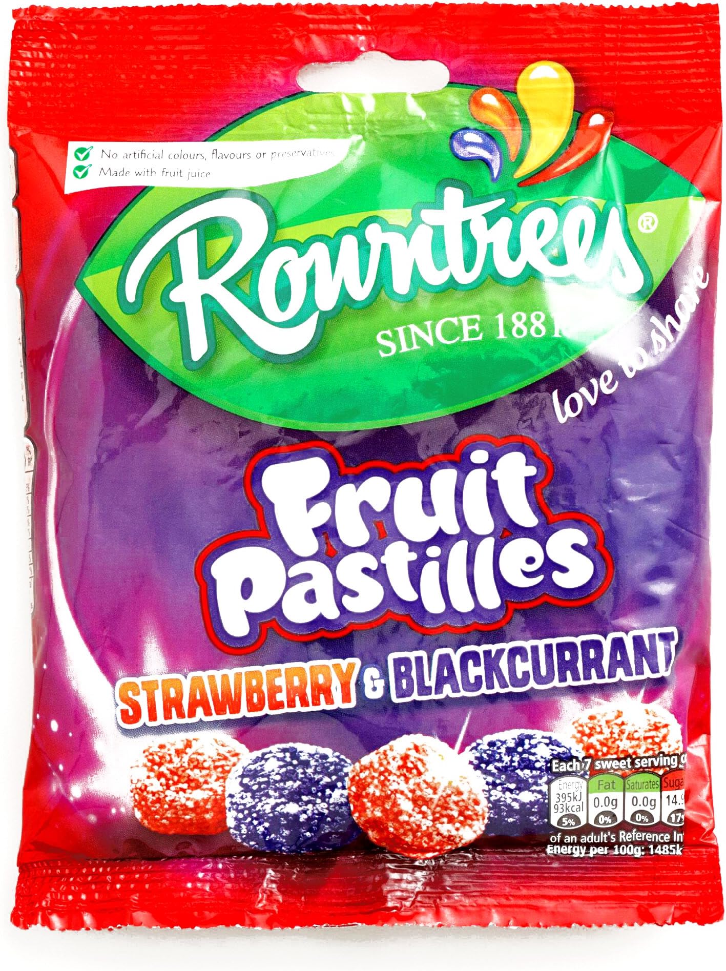 Rowntree Black Currant and Strawberry Fruit Pastilles 4.4 oz each (2 Items Per Order)