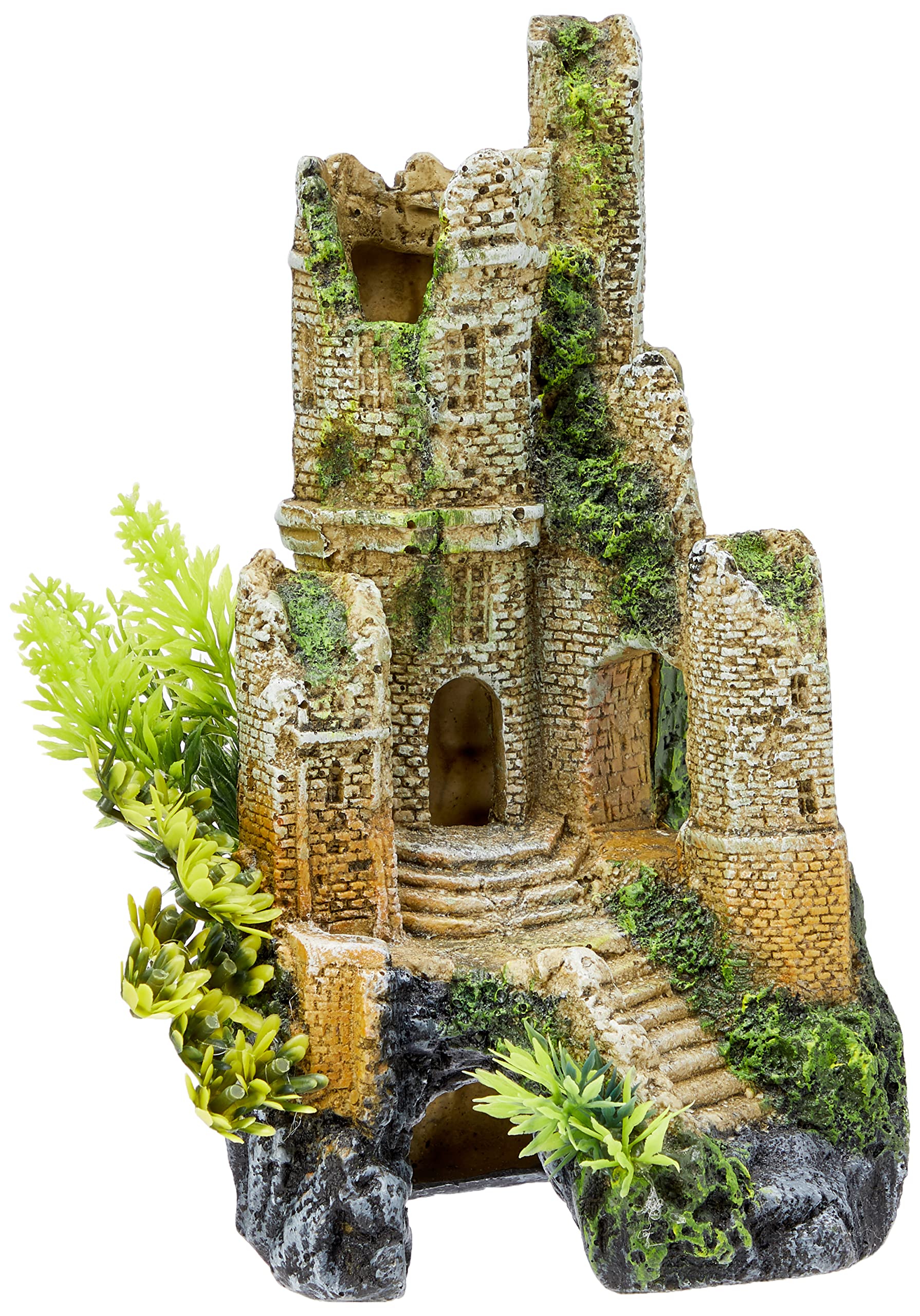 0930 Classic Castle Ruins 30 Ltr Biorb Aquarium Ornament, L13.5 x W12.5 x H22.5cm, Stone/Green