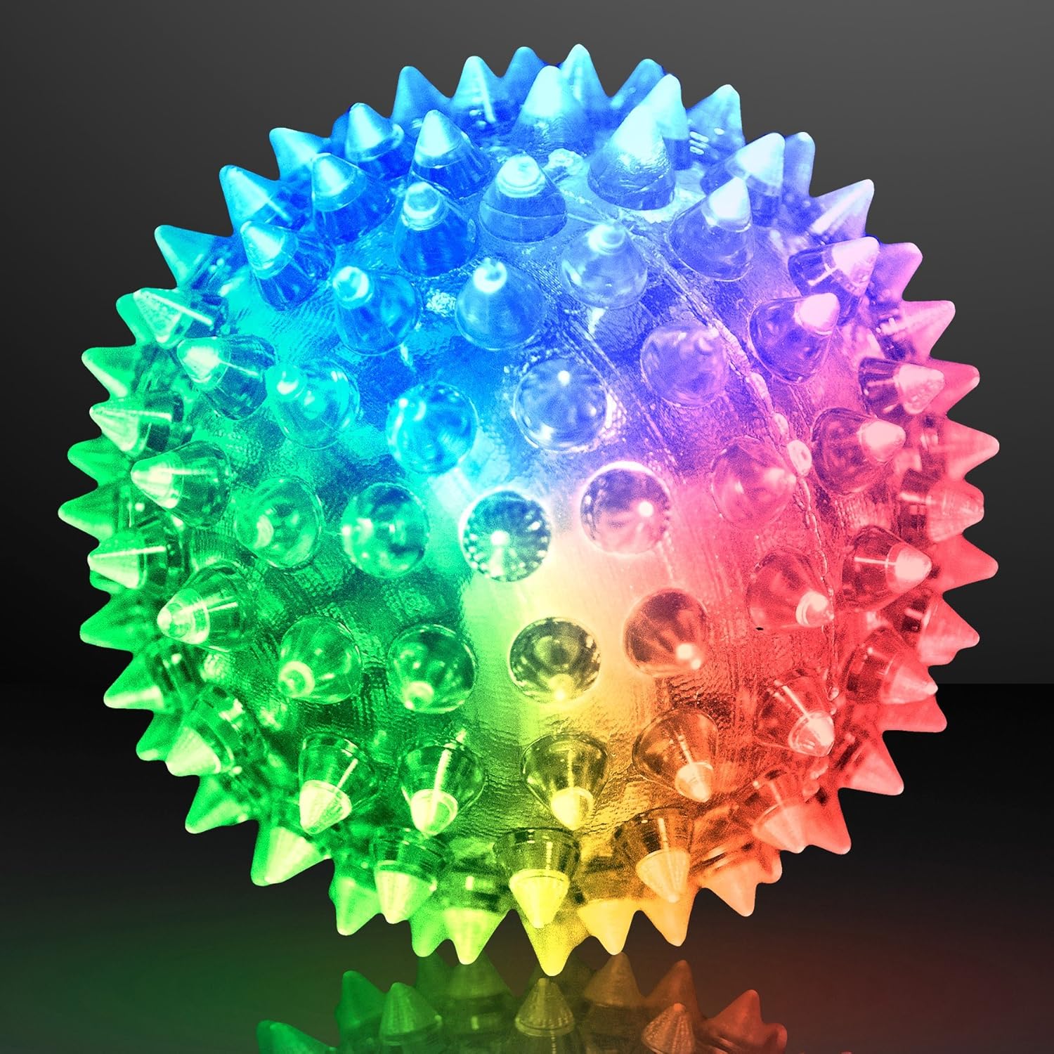 Soft Spike Flashing Light Up Squeaky Bounce Balls For Pets Dog Cat (Set