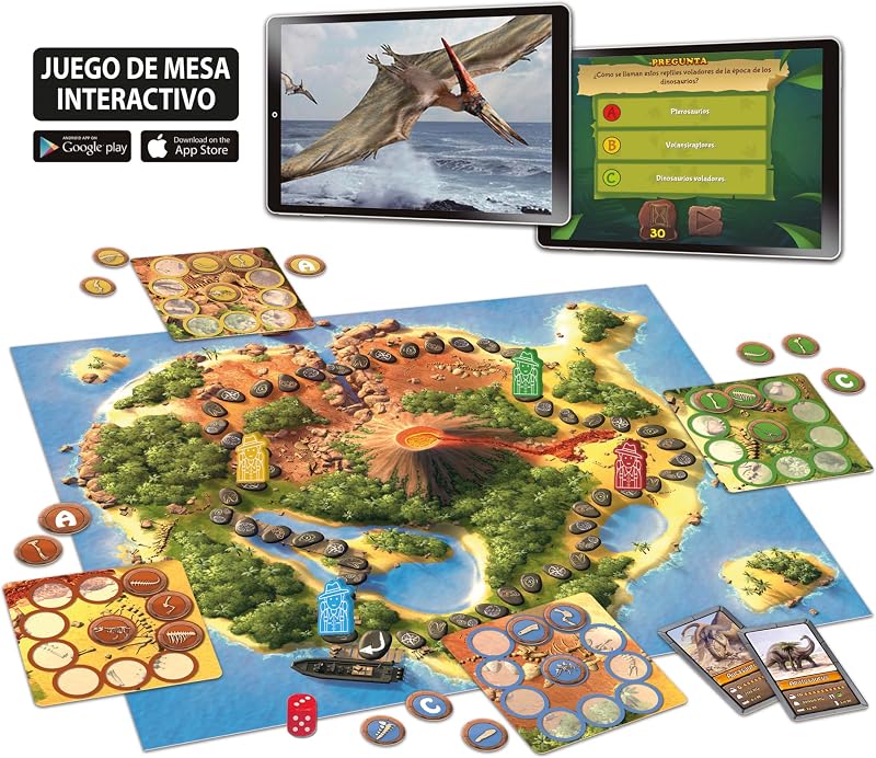 - Dinox Juego de Mesa Niños 6 Años, Juego Educativo de Dinosaurios con Preguntas y App (20379)