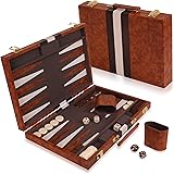 Kangaroo's “15 Inch Faux Leather Vinyl Backgammon Set I Premium Backgammon Board Game with Leather Case I Best Travel Game Se