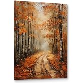 PHAMTE Fall Vintage Landscape Wall Art Decor Canvas, Fall Autumn Vintage Rustic Moody Pictures Wall Decor Decorations Art for Living Room Home, Vintage Framed Canvas Artwork for Walls Wall Decor 16x24