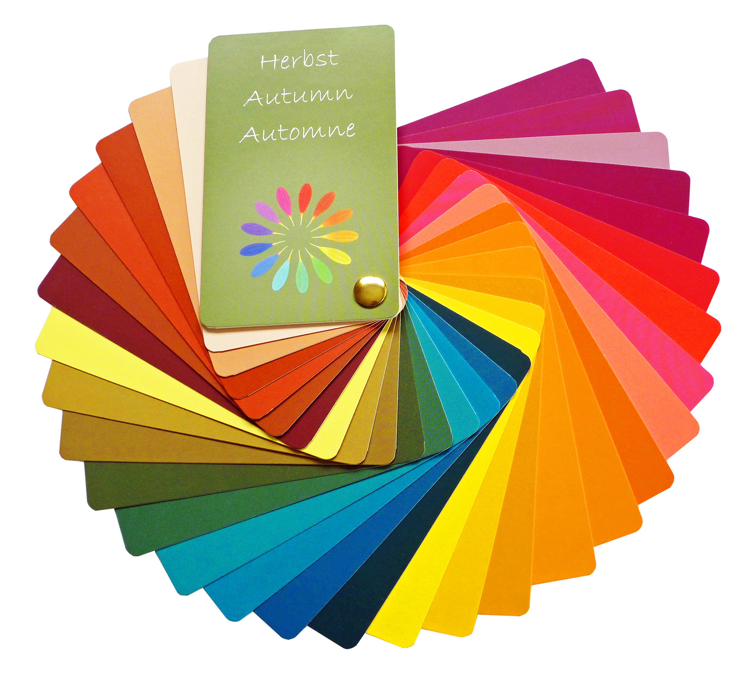 Colour pass autumn (warm autumn) as fans with 30 typical colours for colour analysis, colour advice
