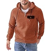 JMIERR Men's Quilted Hoodies Casual Long Sleeve Quarter-Zip Pullover Sweatshirt with Pockets