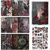Rngmsi Dark Romance Rose Inserts Cardstock with Stickers for Kindle Ereader | 12Pcs Insert Cardstock, 6.9