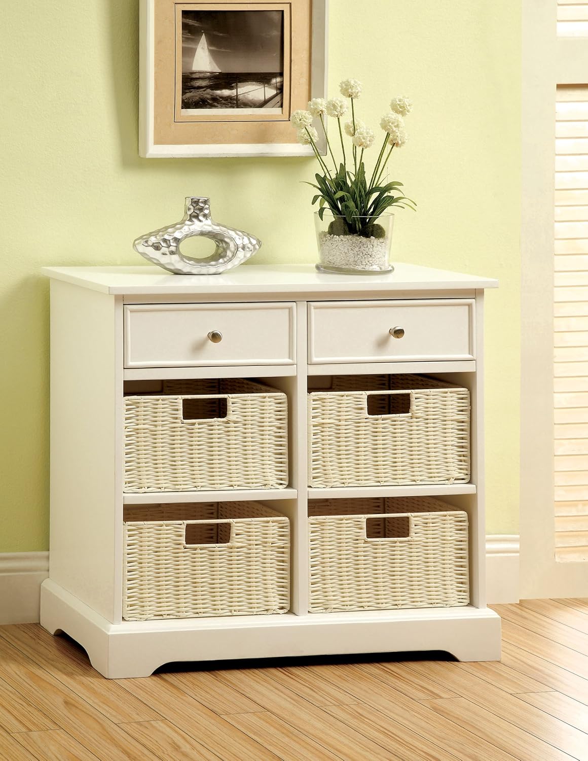furniture with storage baskets on Amazon Com Furniture Of America Lansing 2 Drawer Cabinet With Storage Baskets White Furniture Decor
