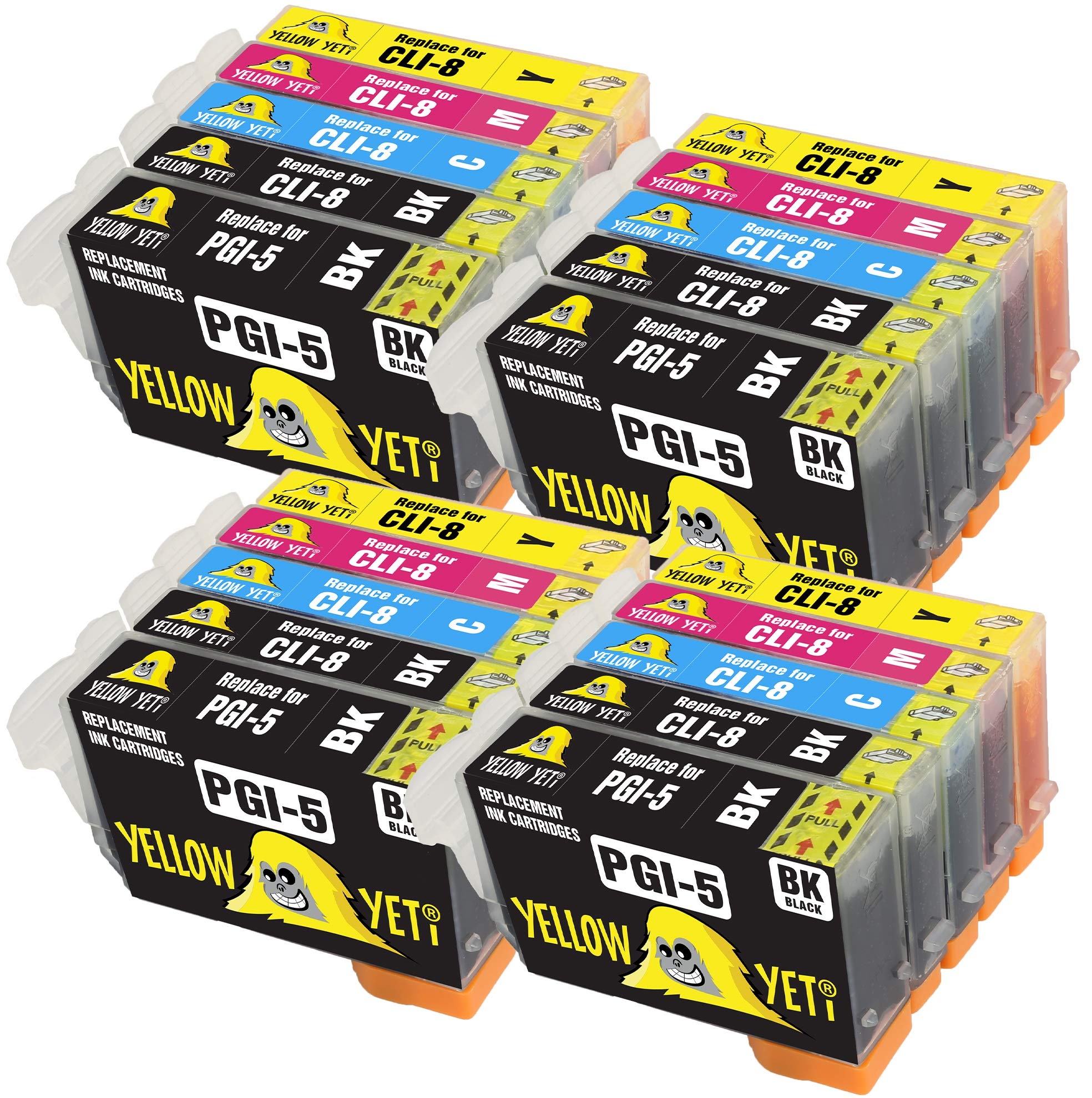YELLOW YETI Replacement for Canon PGI-5 CLI-8 | 20 Ink Cartridges compatible with Canon PIXMA iP4200 iP4300 iP4500 iP5200 iP5200R iP5300 MP500 MP600 MP600R MP610 MP800 MP800R MP810 MP830 MX850