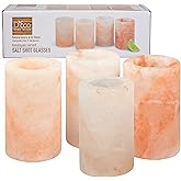 D'Eco Himalayan Salt Shot Glasses (4 Pack)- Hand-Carved 3" All-Natural Pink Salt Tequila Shooters Set - Mess-free way to add salty flavor to any shot - Great for Parties, Home Bars & Xmas Holiday Gift