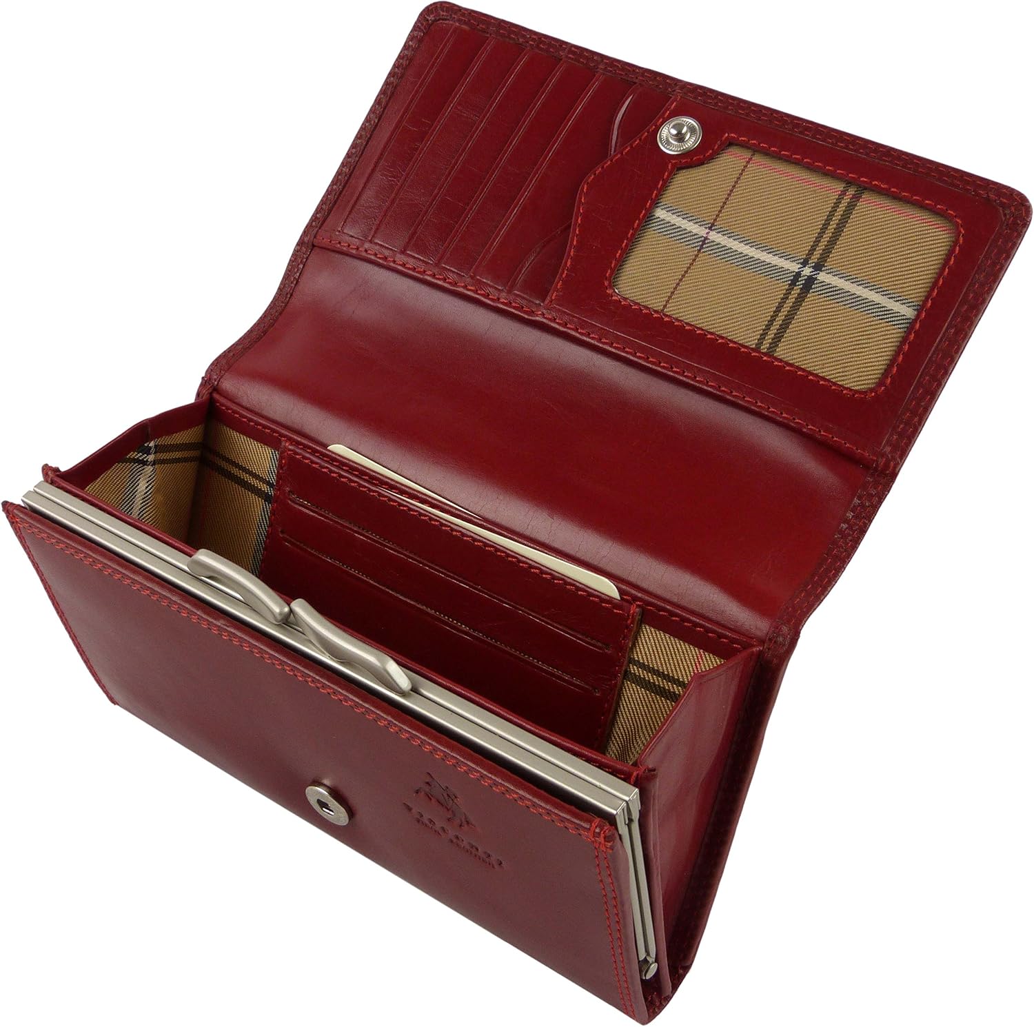 Visconti Ladies Italian Leather Clasp Purse/Wallet Monza Collection Classic Gift Boxed (Red), Italian Red - Image 5