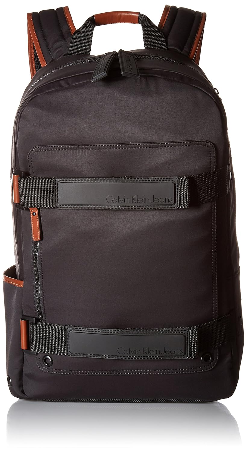 Buy Calvin Klein Men's Smooth Nylon Backpack, Black/Cognac at Amazon.in