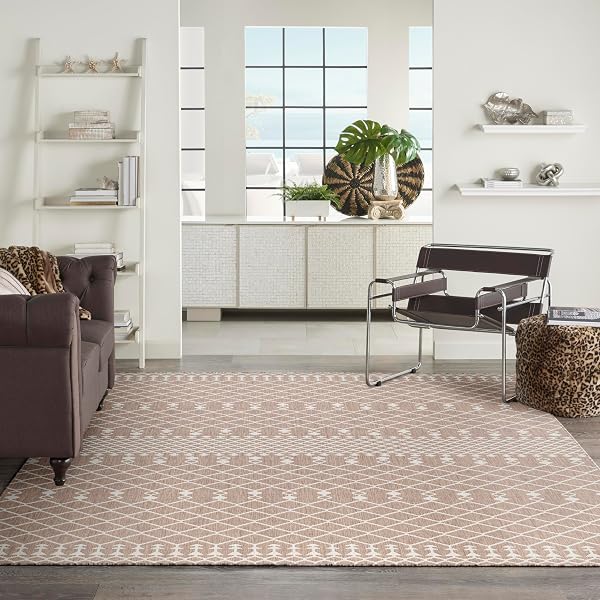 NOURISON HOME POSITANO BEIGE 8′ X 10′ AREA RUG – EASY CLEAN, NON SHEDDING, BED ROOM, LIVING ROOM, DINING ROOM, KITCHEN (8′ X 10′)