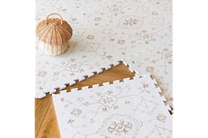 Lillefolk Baby Play Mat for Floor – 6x6ft Vintage Vanilla | Soft Non Toxic Premium EVA Foam Tiles for Tummy Time, Crawling & Playroom – Waterproof Floor Mat for Babies & Toddlers (9 Tiles)