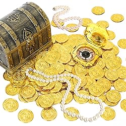 120 PCS Gold Coins, 1.4 in Plastic Gold Coins, 0.08