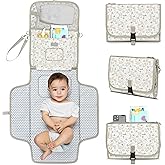 KeaBabies Portable Diaper Changing Pad - Large Waterproof Baby Changing Mat, Compact Travel Diaper Clutch, Functional Pockets Fit Newborn Essentials, Wipeable & Padded Baby Changer (Prairie)