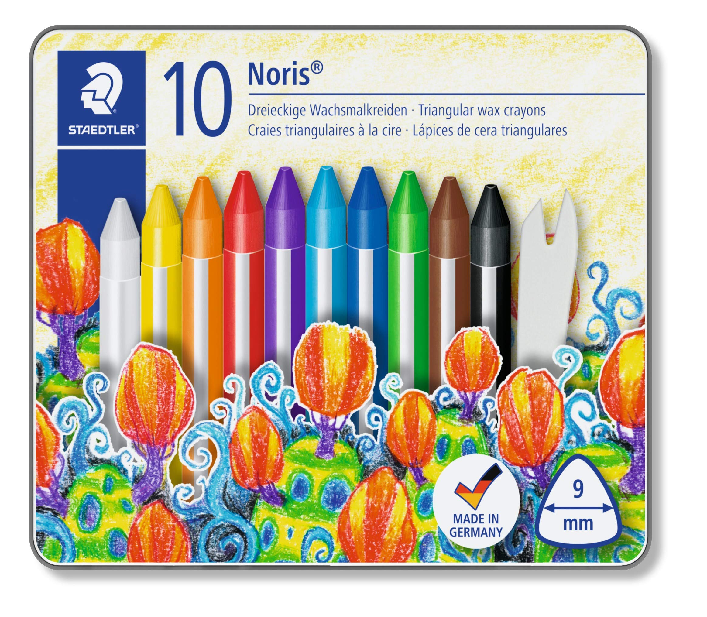 Staedtler Triplus 228 M10 Wax Crayons Paintable Pack of 10 in Metal Case