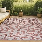 JONATHAN Y Vine All Over Indoor Outdoor Area Rug 8X10 Red/Beige, Boho for Backyard, Patio, Porch, Easy-Cleaning, High Traffic
