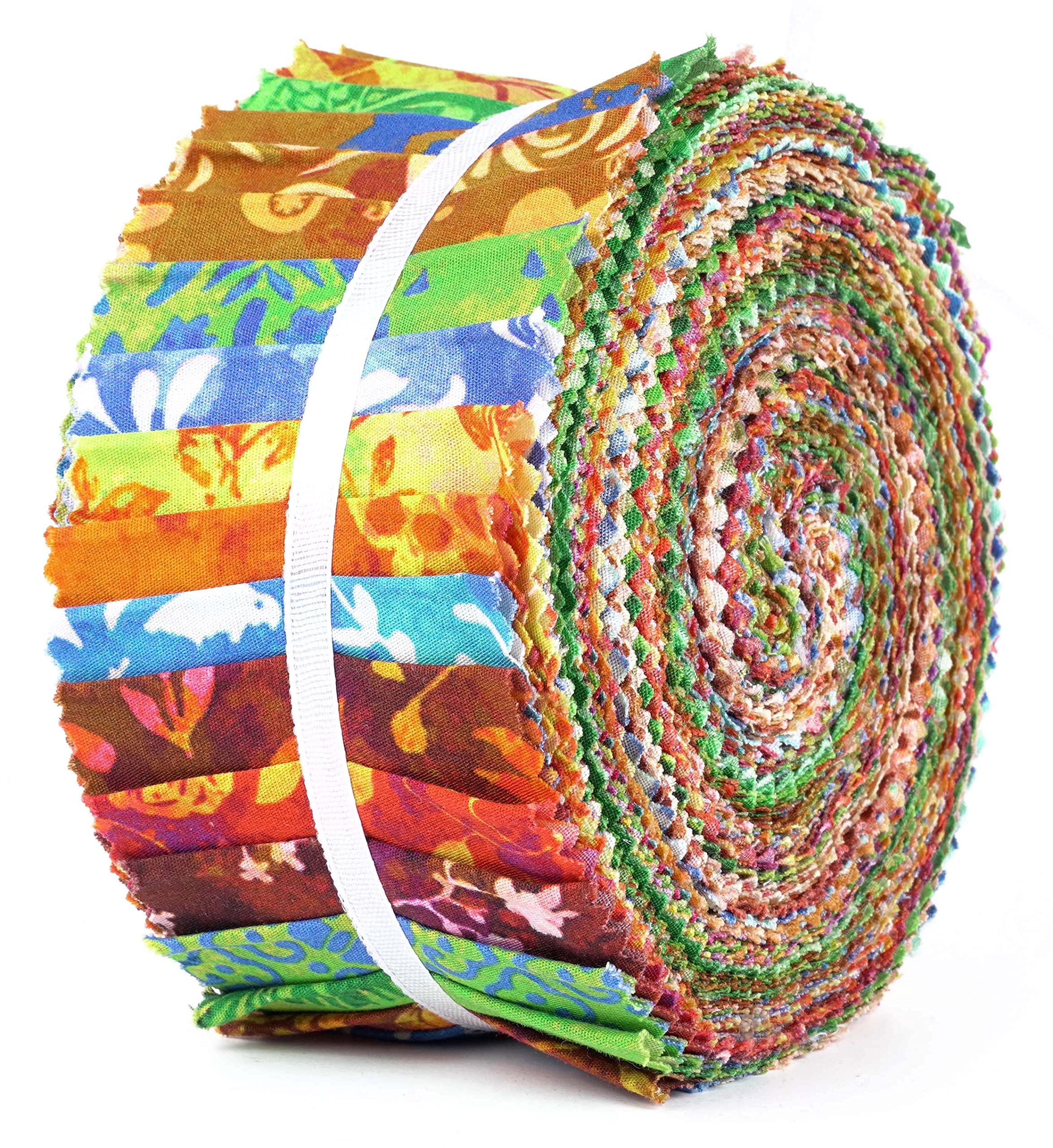 Soimoi 40Pcs Batik Print Cotton Precut Fabrics for Quilting Craft Strips 2.5x42inches Jelly Roll - Yellow