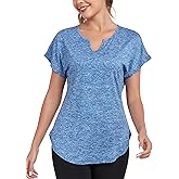 Abrooical Women's Short Sleeve Workout Shirts V Neck Exercise Yoga Basic Top Quick Dry Side Split
