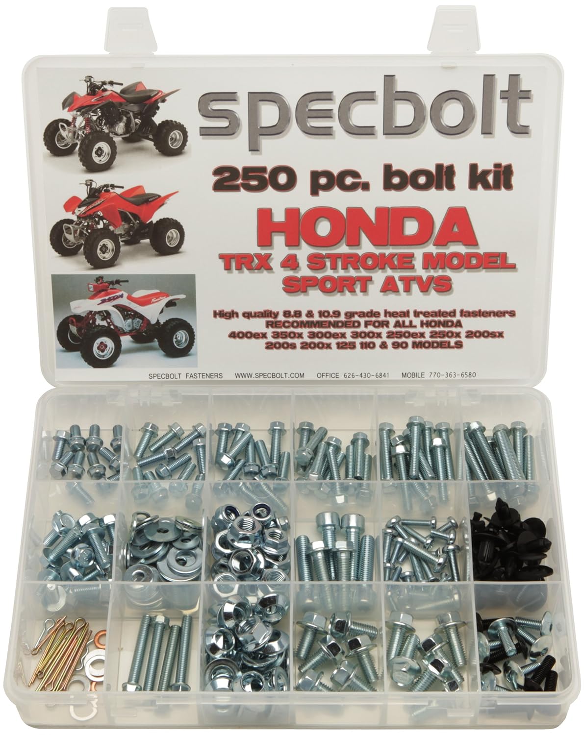 250pc Specbolt Honda 400EX & 250EX Bolt Kit: Fasteners Quad TRX400EX  TRX250X aslo great for ATC & TRX 350x 300ex 300x 250ex 250x 200sx 200s 200x  125cc 110cc ...