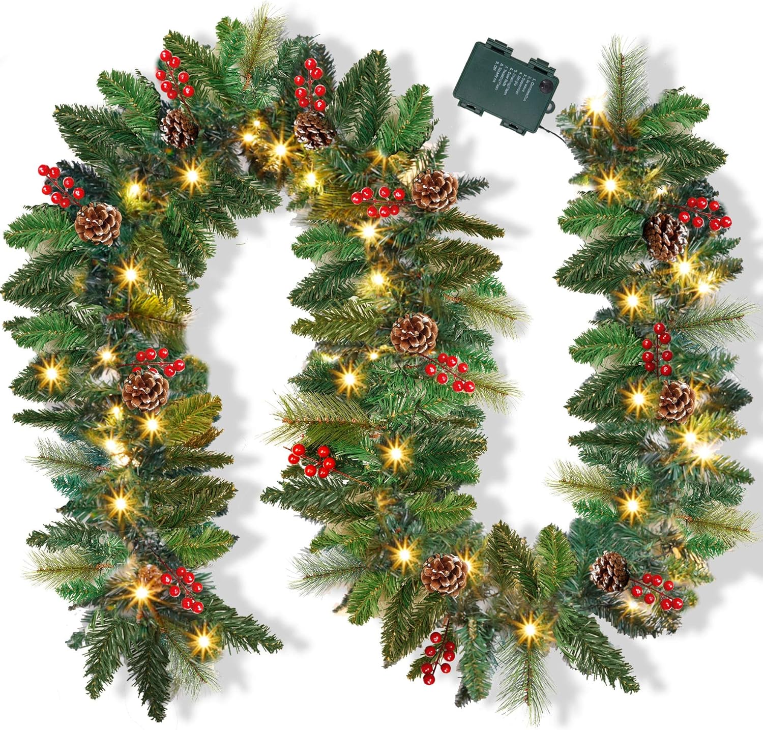 GUOOU 9 Foot Christmas Lighted Garland 