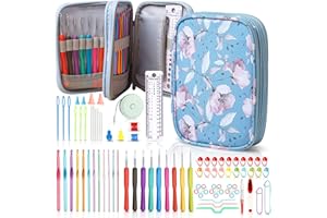 SHAXANO Crochet Hooks Kit with Case, 86-Piece, Ergonomic Crochet Needles Weave Yarn Kits DIY Hand Knitting Art Tools for Beginners and Experienced Crochet Lovers