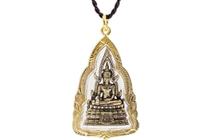 Artschatz Phra Phuttha Chinnarat Buddha Bhumisparsha mudra Earth-Touching Golden Thai Amulet Pendant