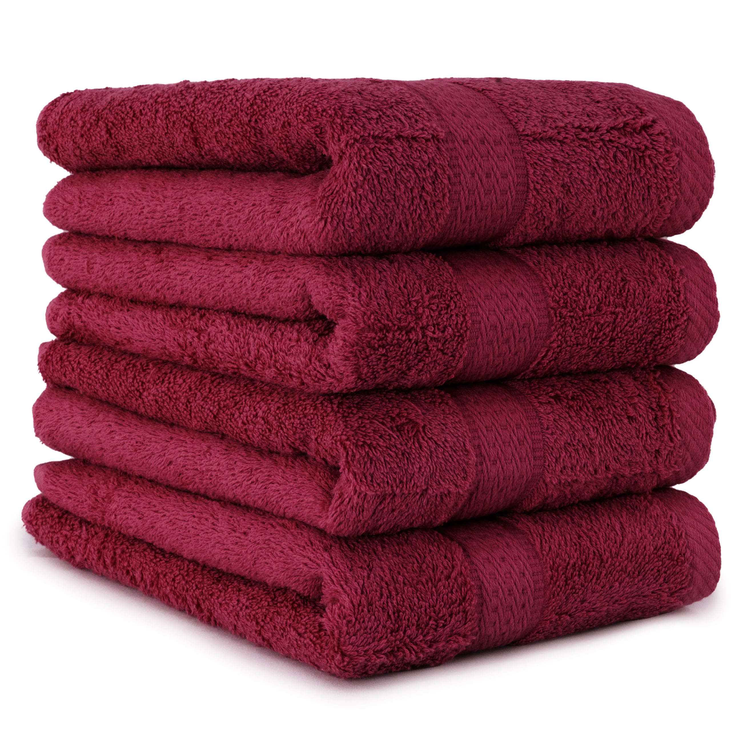 4-Piece/8-Piece Towel Set Various Colours 50 x 100 cm, 100 % Cotton, bordeaux, 4er Pack