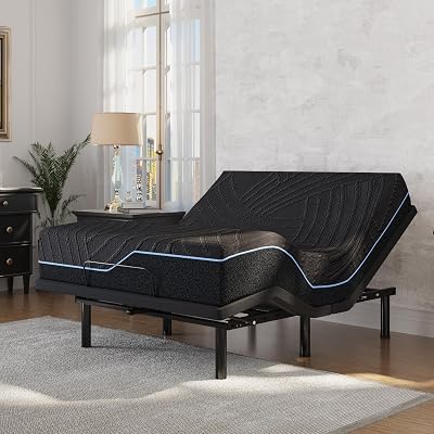Dyonery Queen Adjustable Bed Frame with Mattress, 14 inch Medium Copper-Gel Memory Foam Mattress, Head & Foot Incline, 750lbs Lift Capacity, Powerful Quiet Motor, 5 Minutes Tools-Free Assembly