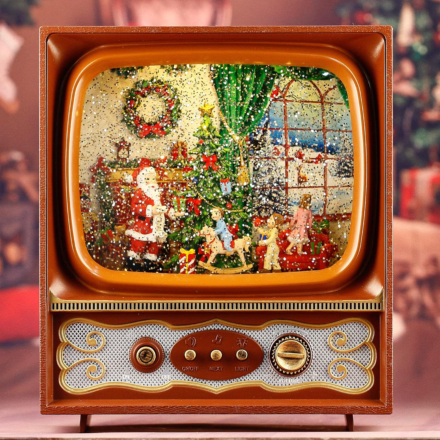 Snow Globes - Snow Globe, Retro Christmas TV Decoration Snow Globe,Santa Claus,Snow,Christmas Tree,Reindeer,Glittering Swirling