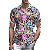 Stazary Neon Shirts for Men Button Up Shirts,Mens Neon Shirt Hawaiian Shirt for Men,Mens Beach Shirts Neon Clothes