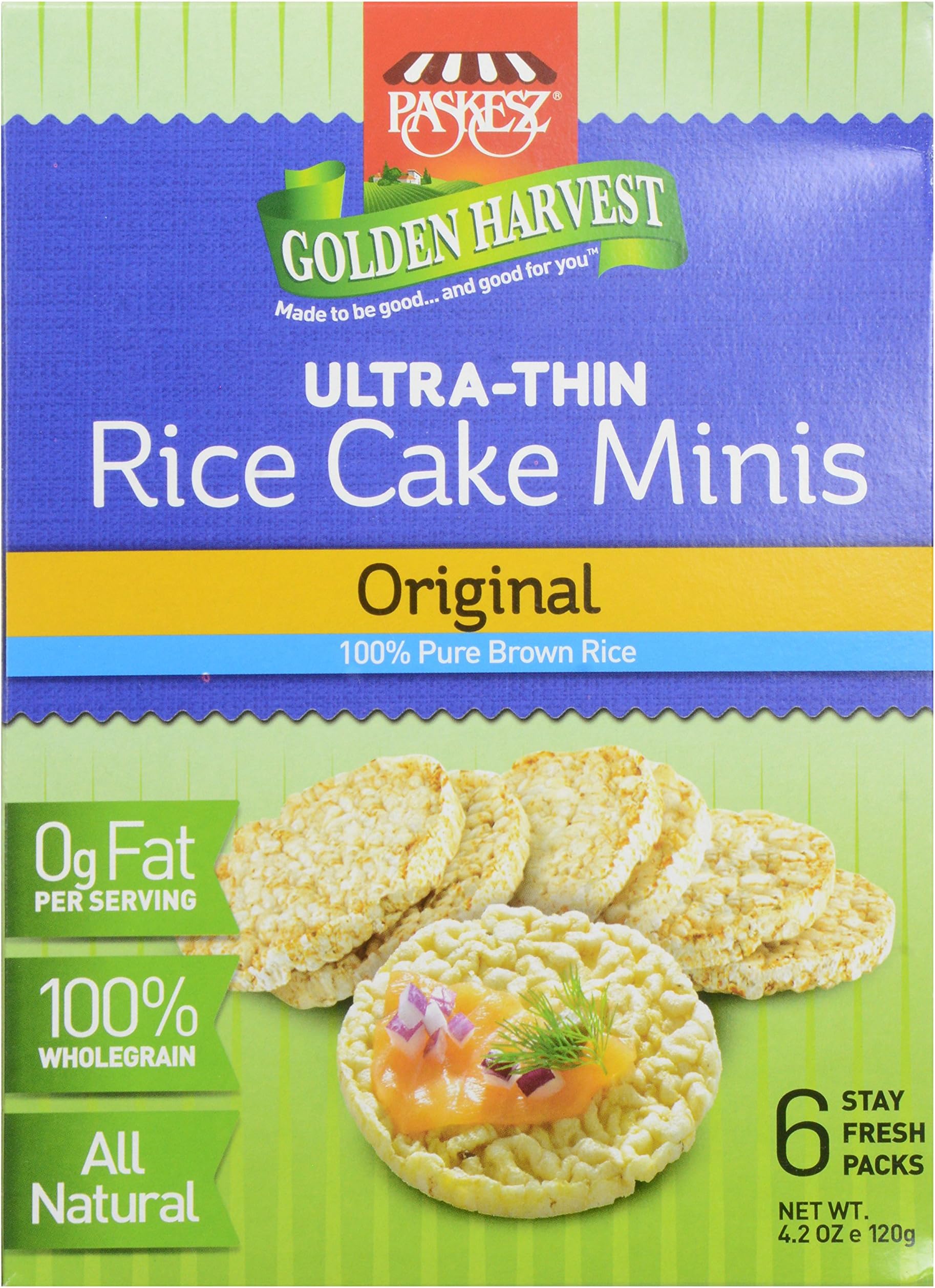 Paskesz Mini Ultra Thin Rice Cakes, Plain, 4.2 Oz