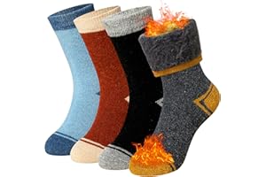 SeeyAN Kids Thermal Socks Merino Wool Ski Boot Winter Insulated Warm Hiking Thick Heated Socks For Boys Girls 4 Pairs