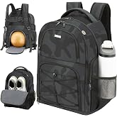 Bowling Ball Backpack with Shoe Compartment, Single Ball Bag for Men &amp; Women, Protective Ball Holder &amp; Ventilated Shoe Storage, Multi-Pocket Bowling Gear Bag for League &amp; Casual Bowlers